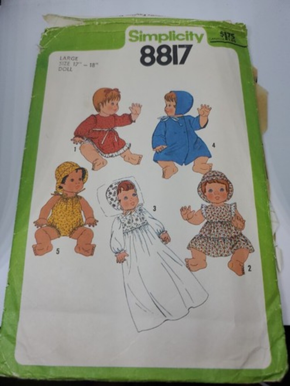 Simplicity 8817 baby doll 17-18" clothes 5 styles cut pattern